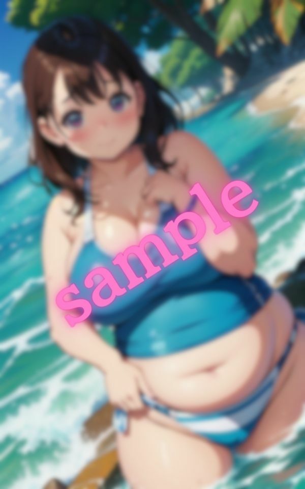 サンプル画像5:僕の夏休みの思い出・・太っている彼女と海デート(AI部) [d_401188]