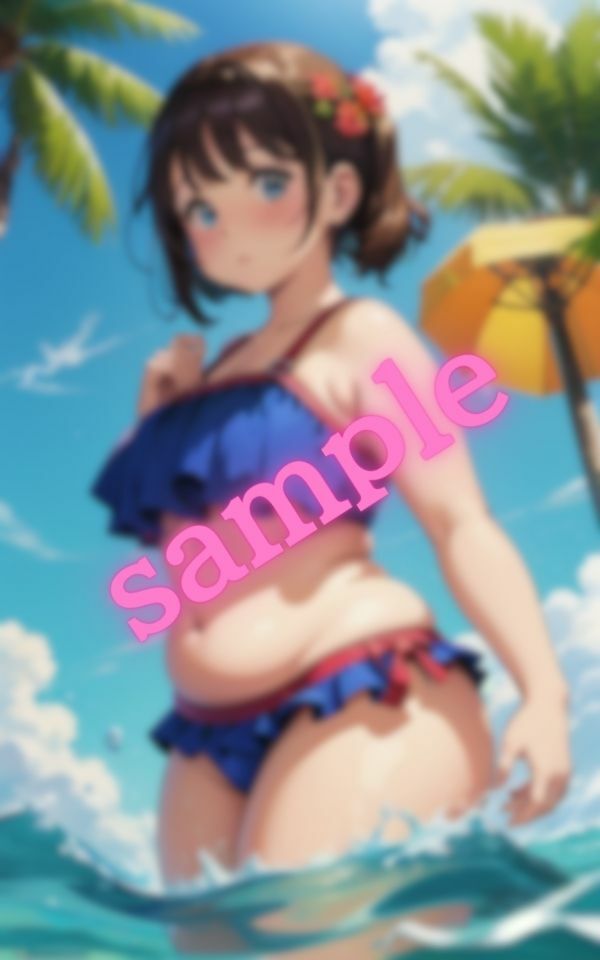 サンプル画像6:僕の夏休みの思い出・・太っている彼女と海デート(AI部) [d_401188]