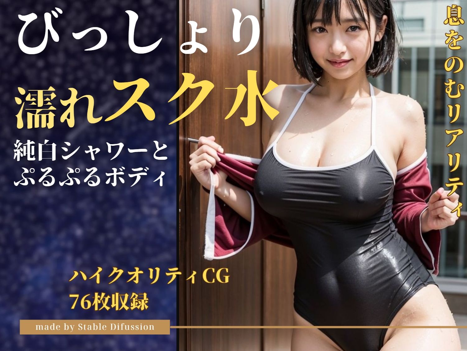 サンプル画像4:【ハイクオリティCG】びっしょり濡れスク水(変態カントク。) [d_401324]