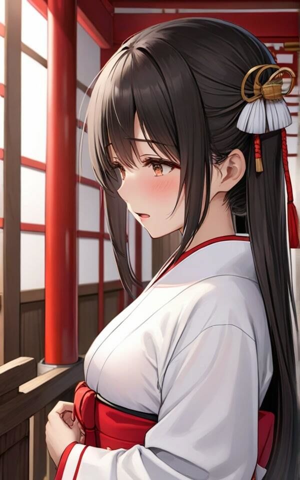 サンプル画像1:恥かしがり屋の巫女様のエッチな姿 あまり、見ないでね！(ぷりぷりムチムチ研究所) [d_401407]