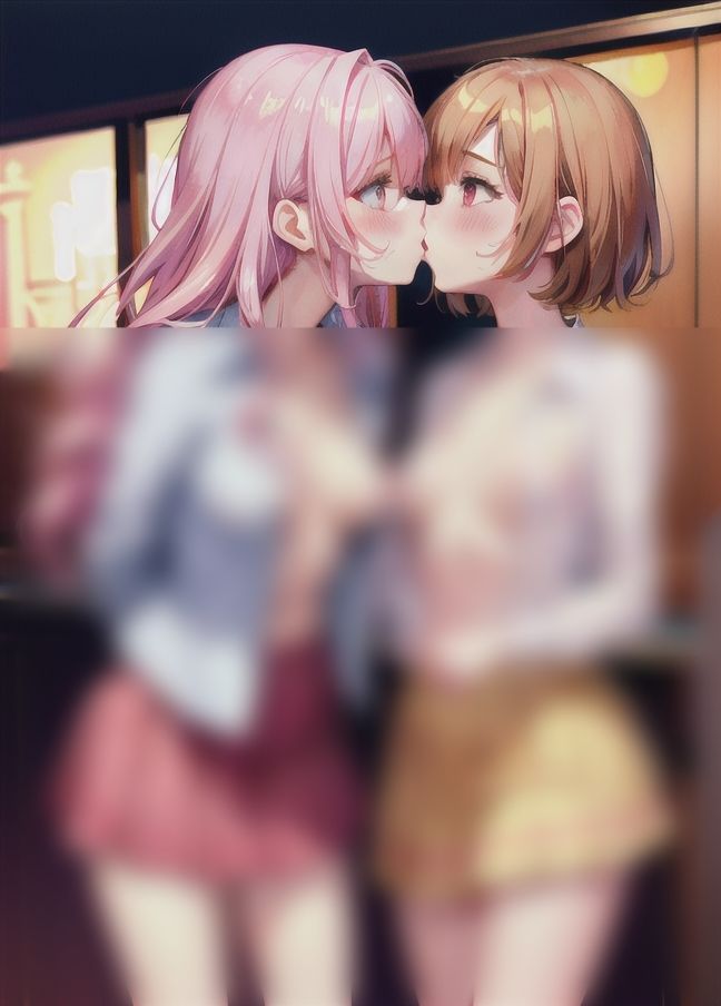 サンプル画像2:百合エッチ「我慢できなくて，学校でシちゃった…」(お布団) [d_402439]