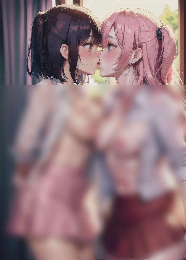 サンプル画像6:百合エッチ「我慢できなくて，学校でシちゃった…」(お布団) [d_402439]