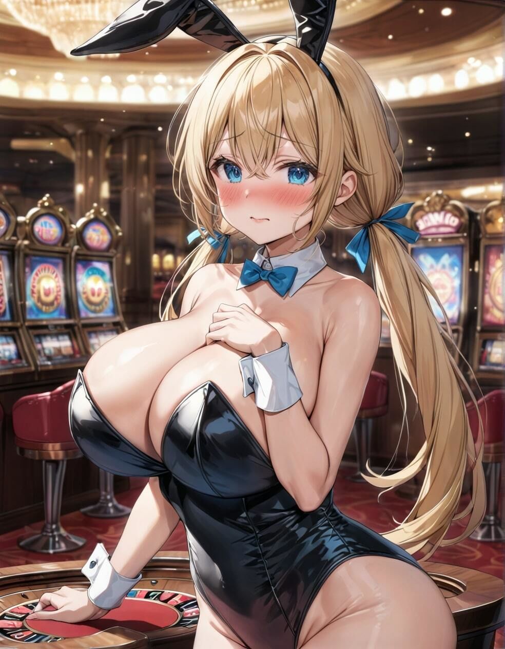 サンプル画像1:金髪ツインテール爆乳バニーガールの泣きじゃくり大乱交(とと) [d_402483]