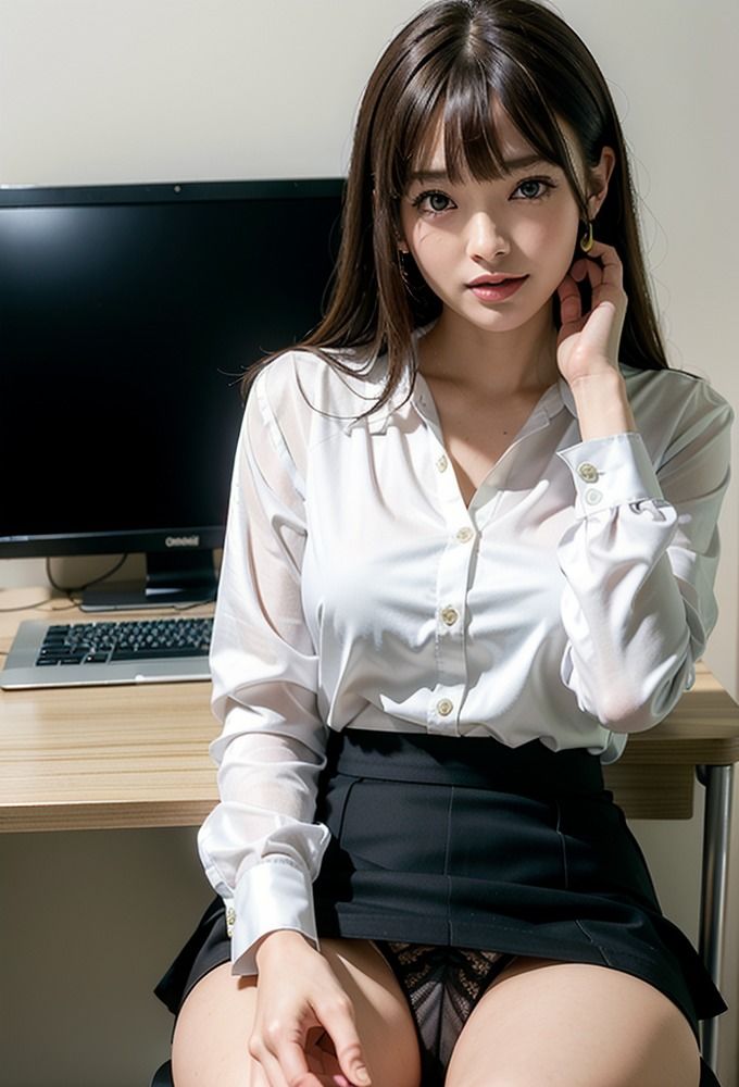 サンプル画像6:新卒の女子とパンチラ職場(AIpril Fool リアル系) [d_402804]