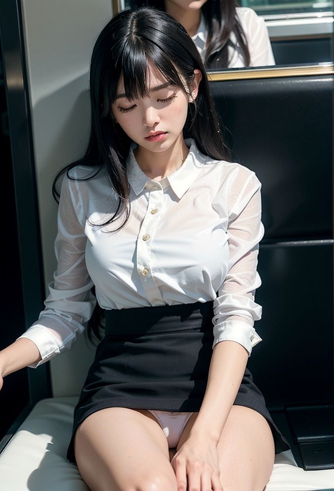 サンプル画像2:新卒の女子とパンチラ電車(AIpril Fool リアル系) [d_402805]