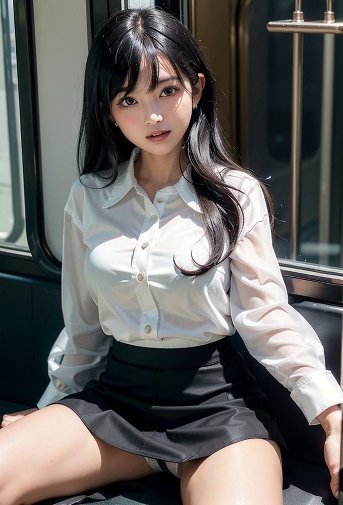 サンプル画像4:新卒の女子とパンチラ電車(AIpril Fool リアル系) [d_402805]