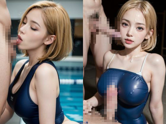 サンプル画像1:イクとこい〜っぱい見せて スク水JKが手コキとフェラで全力サポート(JKギャル出版) [d_402934]