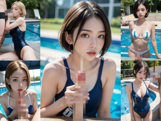 サンプル画像3:イクとこい〜っぱい見せて スク水JKが手コキとフェラで全力サポート(JKギャル出版) [d_402934]