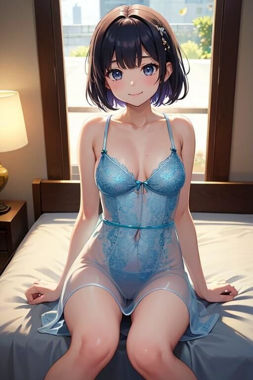 サンプル画像1:初夜を共にする嫁のネグリジェ姿が可愛すぎて愛おしくてメチャクチャ抱いた(AIバブみ) [d_403026]