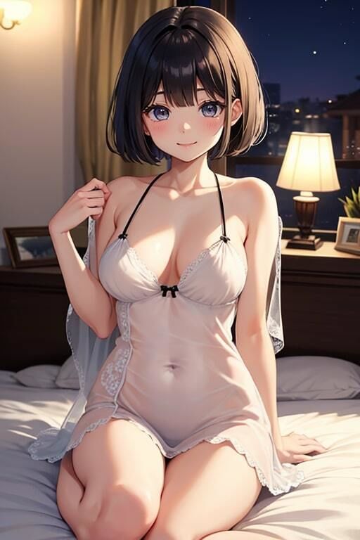 サンプル画像2:初夜を共にする嫁のネグリジェ姿が可愛すぎて愛おしくてメチャクチャ抱いた(AIバブみ) [d_403026]