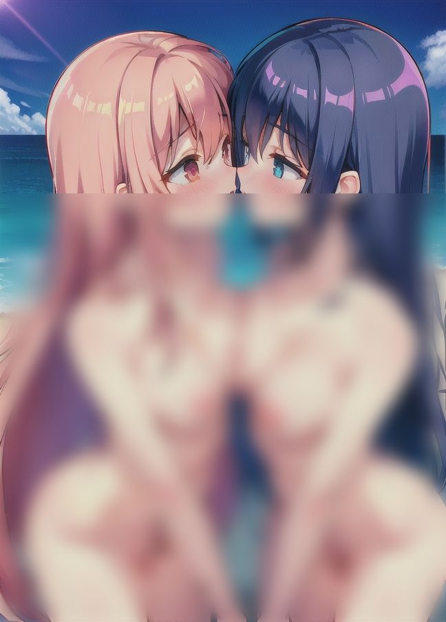 サンプル画像2:レズSEX…夏休みに海で「こんなところでみんなに見られるよ…」(イクイクAI) [d_403402]