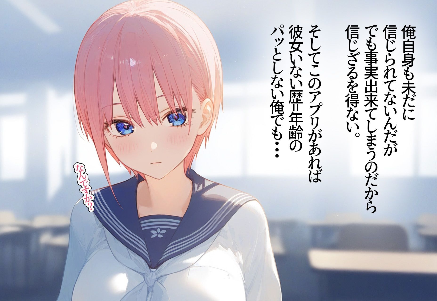 サンプル画像2:？催◯寝取？〜催◯アプリでクラスのヒロイン寝取りたい〜 中野◯花 編(XXXガール) [d_403470]