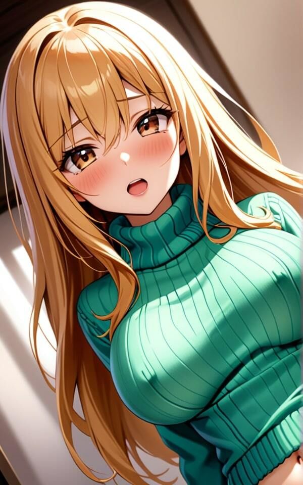 サンプル画像6:巨乳×ニットは好き？(斜め45度の絶景) [d_403640]