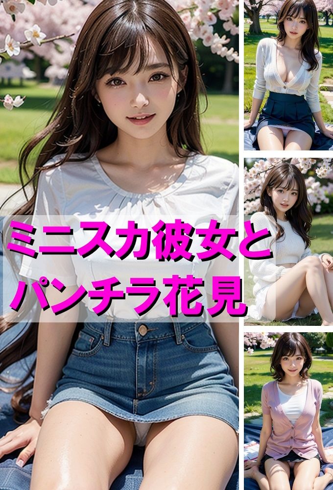 サンプル画像1:ミニスカ彼女とパンチラ花見(AIpril Fool リアル系) [d_403733]