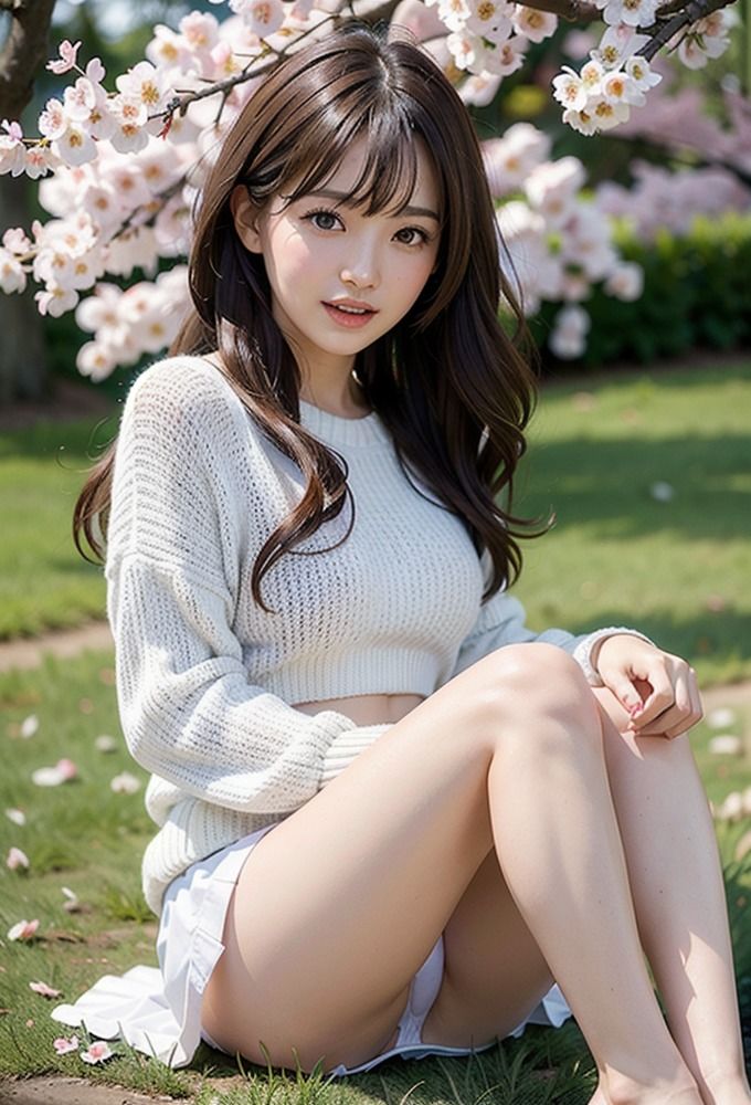 サンプル画像4:ミニスカ彼女とパンチラ花見(AIpril Fool リアル系) [d_403733]