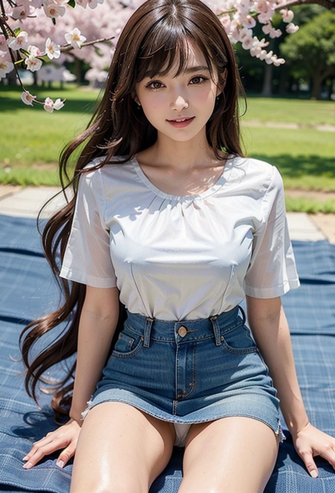 サンプル画像6:ミニスカ彼女とパンチラ花見(AIpril Fool リアル系) [d_403733]