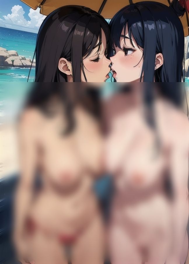 サンプル画像5:海でレズセ「裸でどエロい行為。女の子同士のエッチ。」(AIcloud) [d_403957]