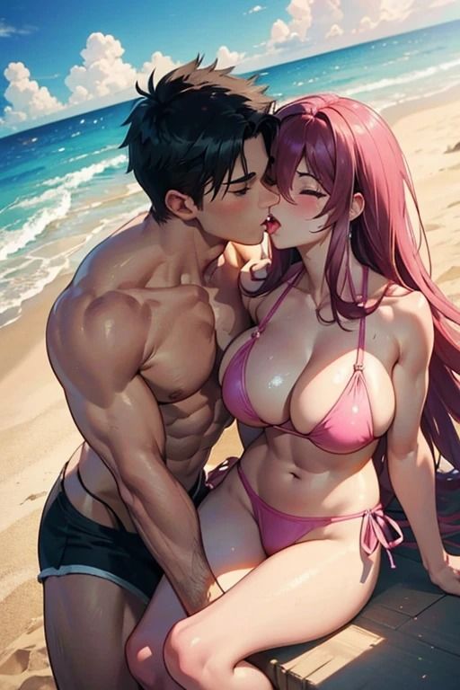 サンプル画像5:リゾートビーチでマッチョにナンパされ喰われる爆乳美女達(fundreamer) [d_404132]