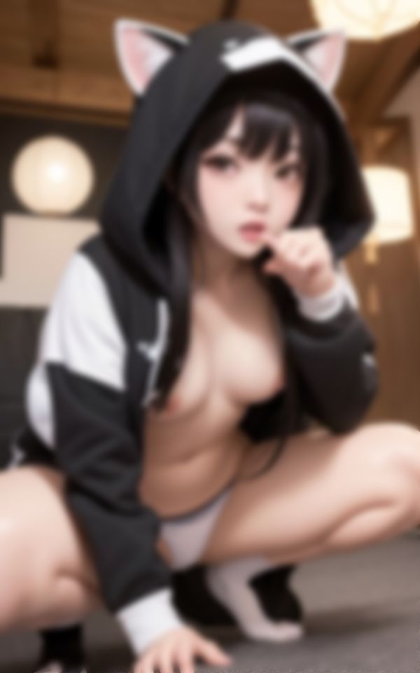 サンプル画像2:猫耳フードで好きな男を挑発するメンヘラ淫乱美女(あいの製作委員会) [d_404223]