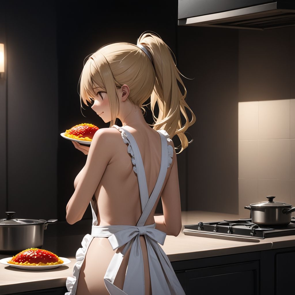 サンプル画像4:何でもシてくれる！家事代行の裸エプロン黒ギャル(ふりかけテキーラ) [d_404455]