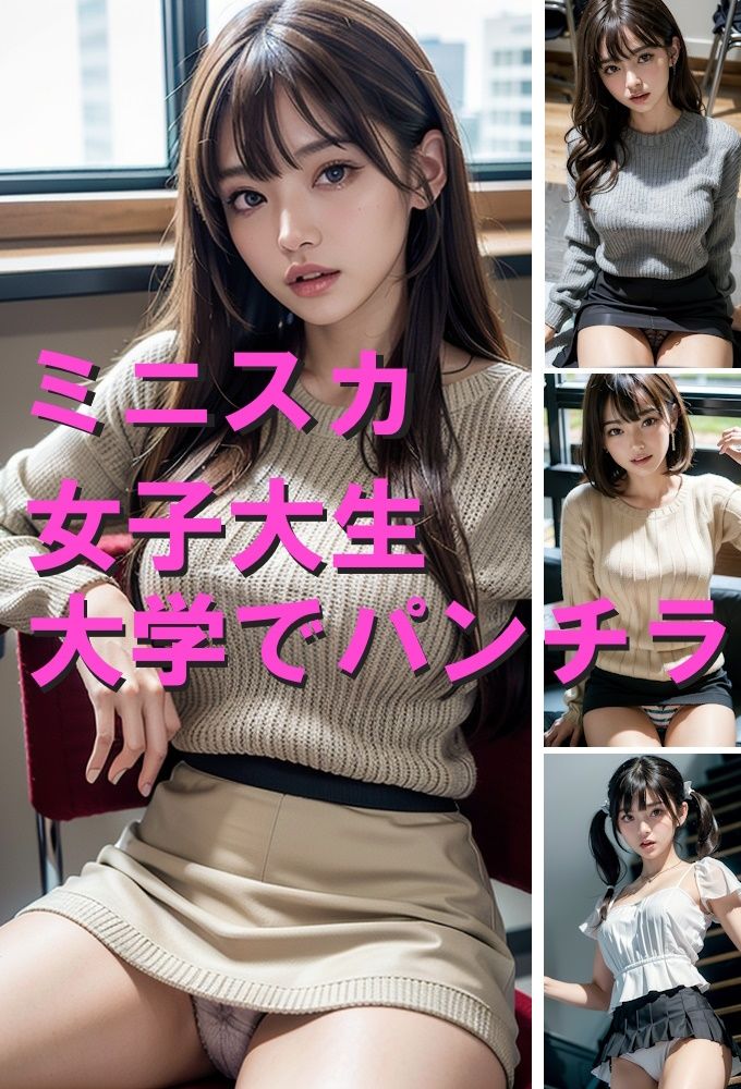 サンプル画像1:大学でパンチラする女子大生(AIpril Fool リアル系) [d_404817]