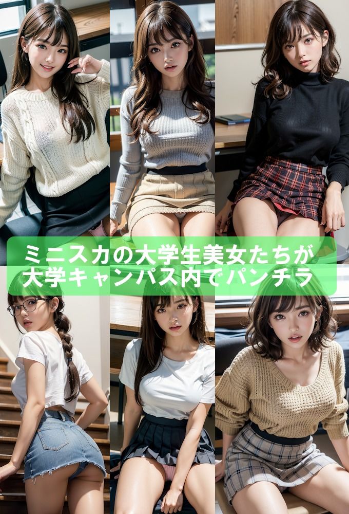 サンプル画像2:大学でパンチラする女子大生(AIpril Fool リアル系) [d_404817]