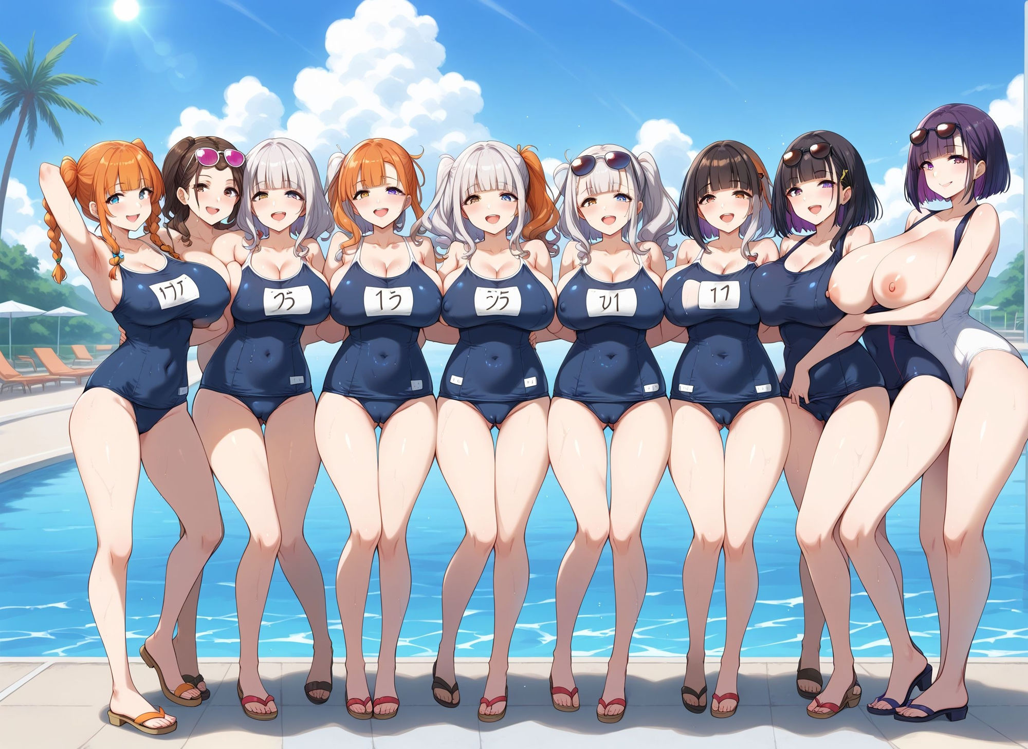 サンプル画像1:夏のスク水！ハーレムエッチ(モザイク君) [d_404844]