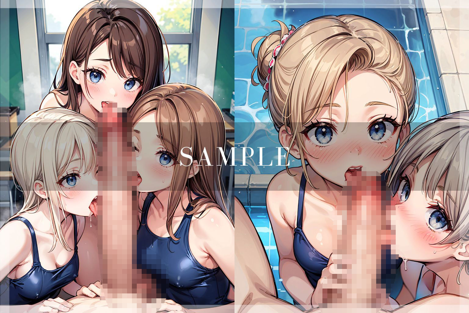 ママにはナイショ。スク水で先生のおち〇ちんをぺろぺろしています。