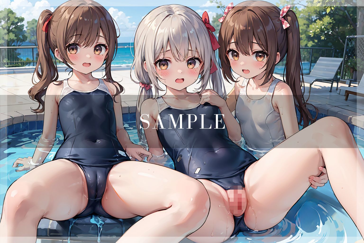 サンプル画像1:ママにはナイショ！スク水ハーレム♪(えいあいどぉる) [d_404911]