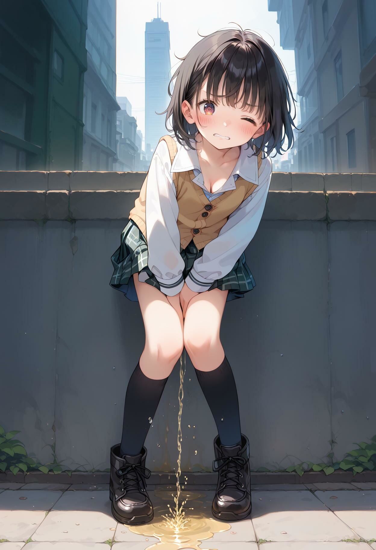 サンプル画像4:かわいい女子校生の通学途中でおもらし(AI_Peeパンティ) [d_405215]