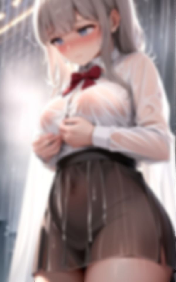 サンプル画像2:媚薬を飲んだカワイイ先輩学生が雨に濡れたら身体も発情しちゃって…。(セクシーAI) [d_405304]