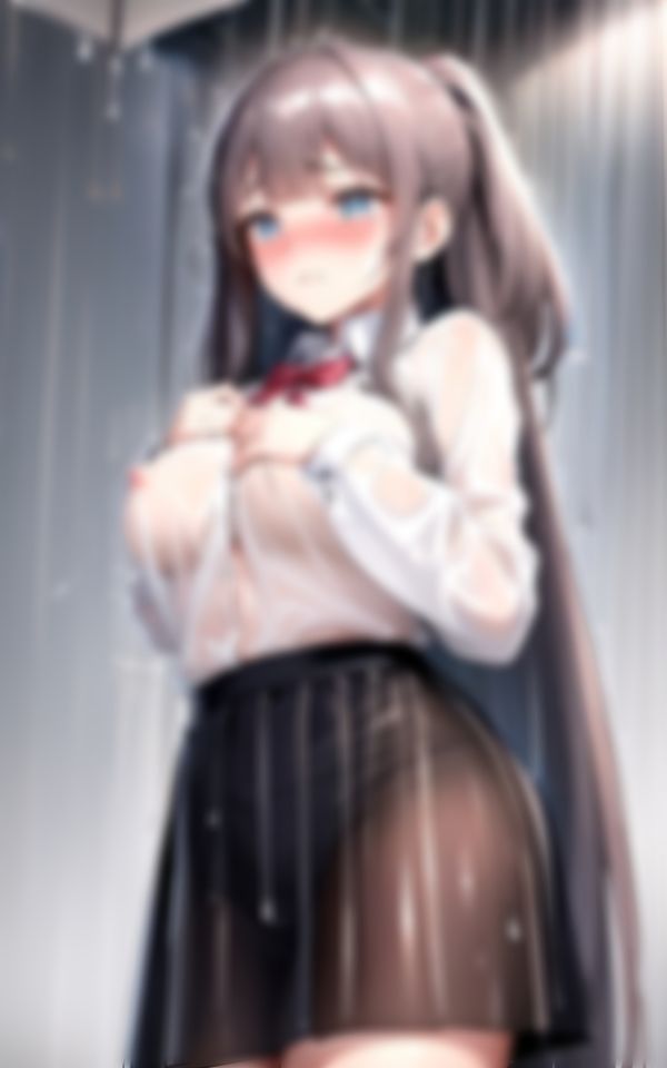 サンプル画像5:媚薬を飲んだカワイイ先輩学生が雨に濡れたら身体も発情しちゃって…。(セクシーAI) [d_405304]