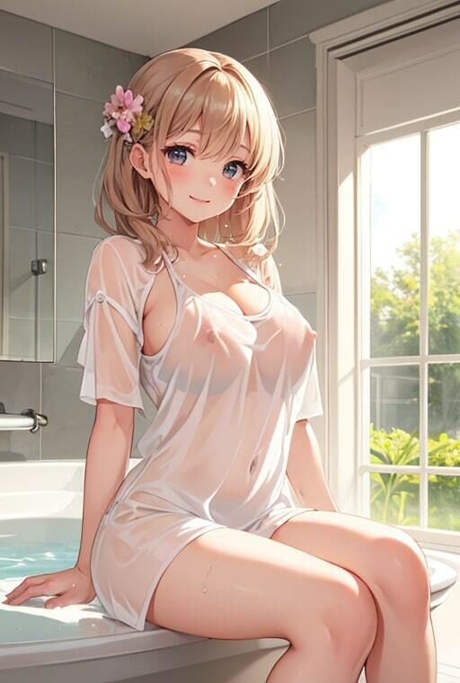 サンプル画像4:乳首がスケスケ濡れたシャツの人妻たち(AIバブみ) [d_405606]