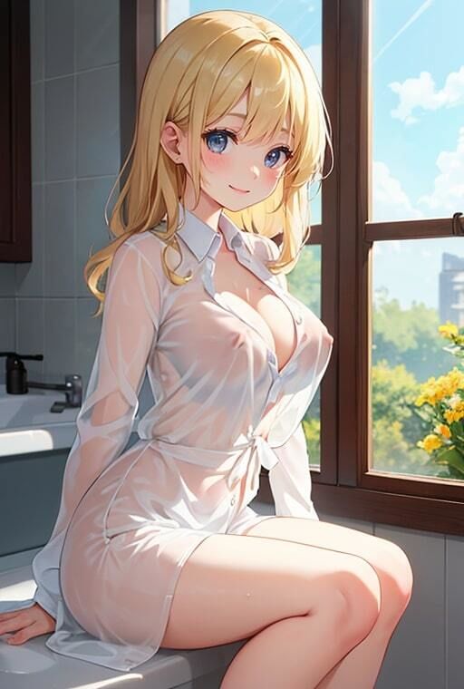 サンプル画像5:乳首がスケスケ濡れたシャツの人妻たち(AIバブみ) [d_405606]