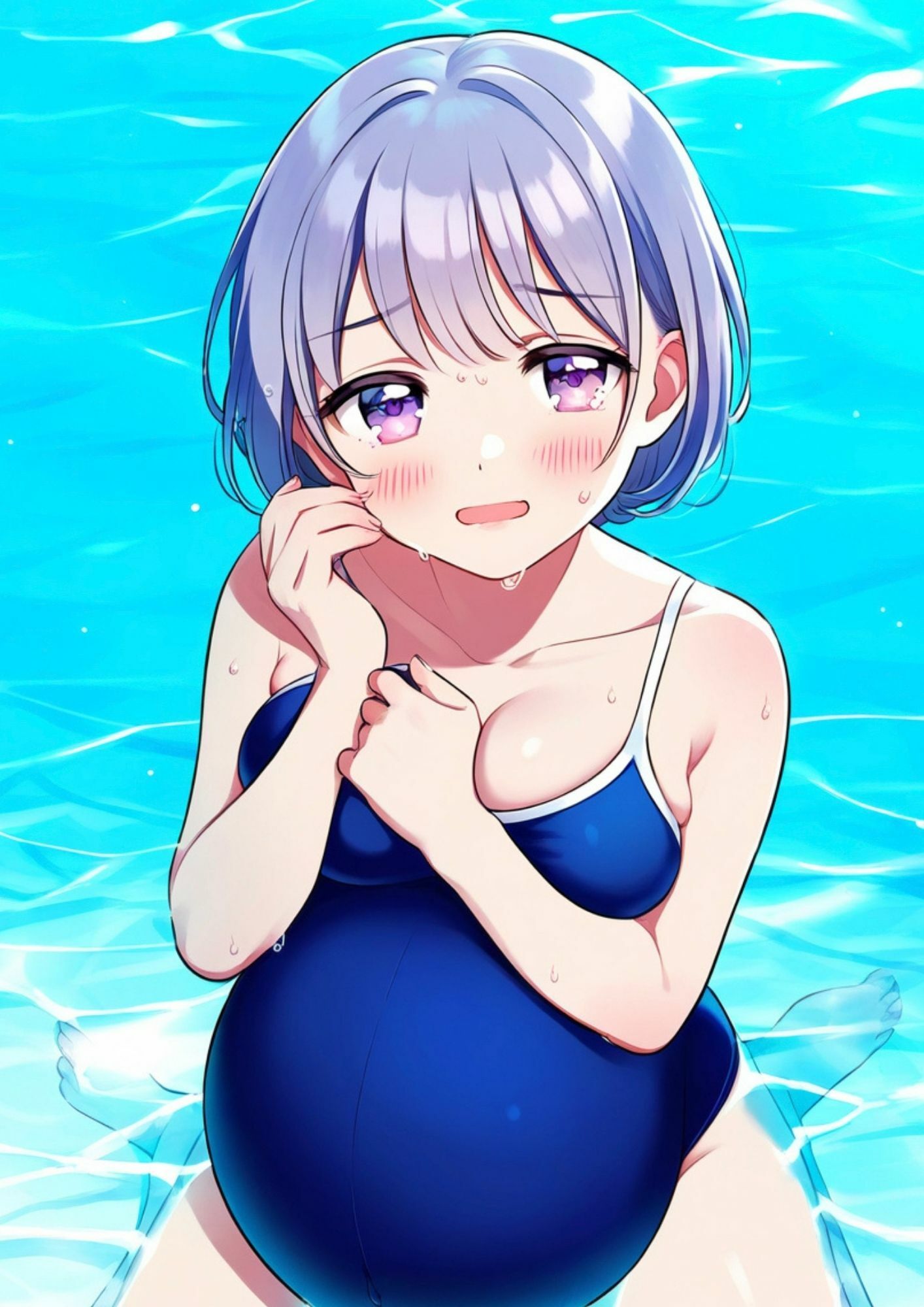 スク水妊婦の憂鬱｜孕んだ身体で水泳の授業にでたら妊娠バレ 弱みを握られて言いなりセックス、フェラ（スクール水着・JK・学校・教室・立ちバック）のサンプル画像 6