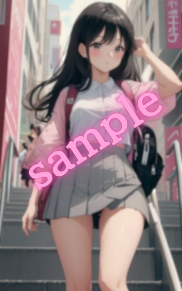 サンプル画像2:街を歩いているとパンツが見えていることに気づいていない美少女を発見した(AI部) [d_405832]