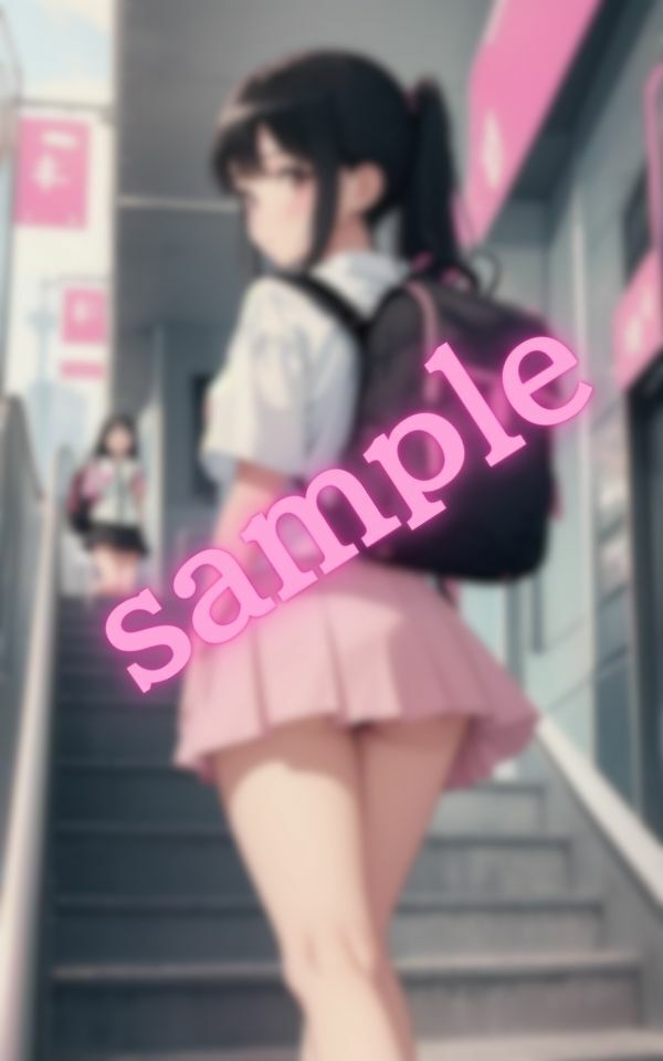 サンプル画像4:街を歩いているとパンツが見えていることに気づいていない美少女を発見した(AI部) [d_405832]