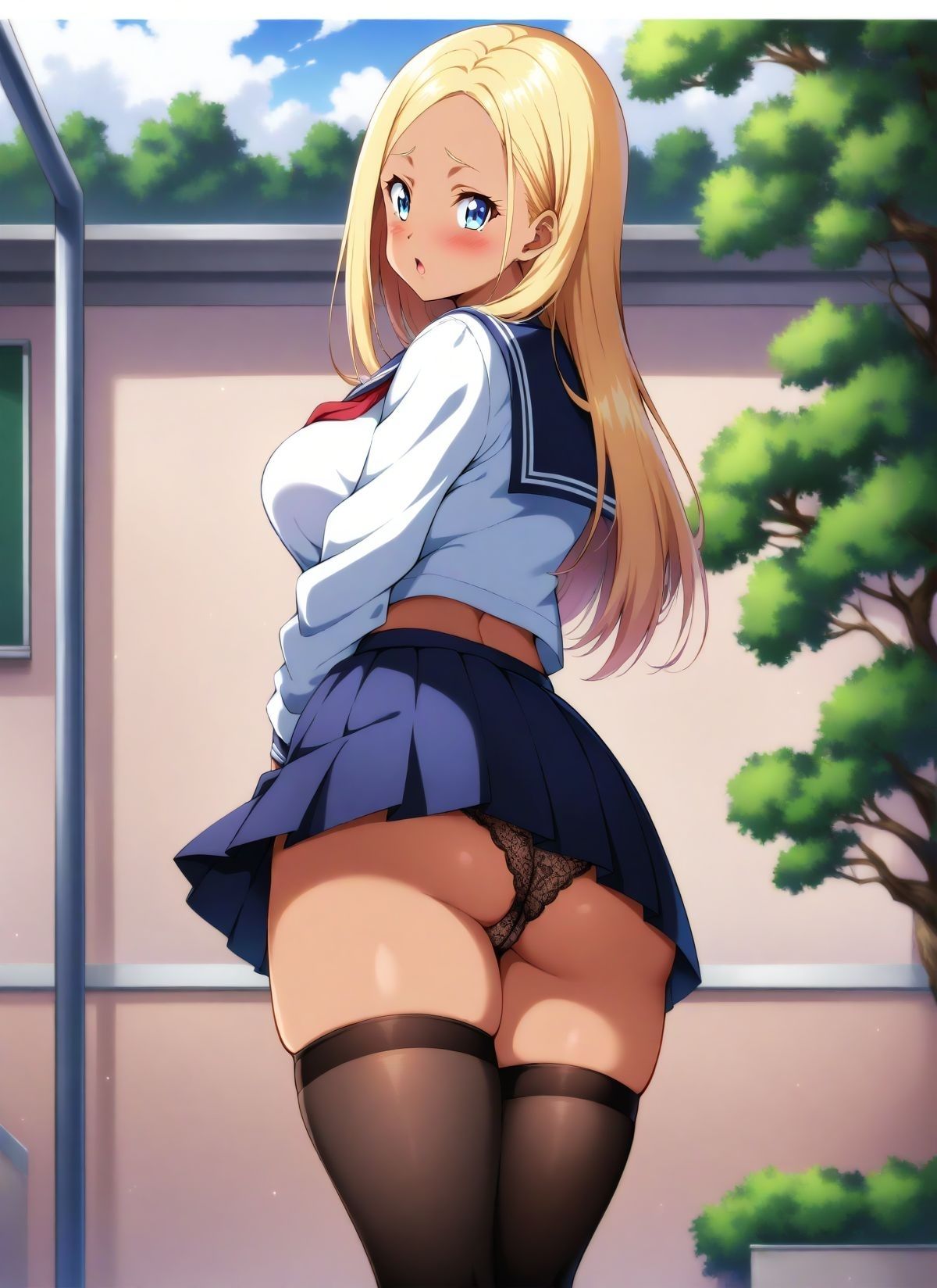 サンプル画像4:制服黒ギャルの完全主観(AI美人大図鑑) [d_406007]