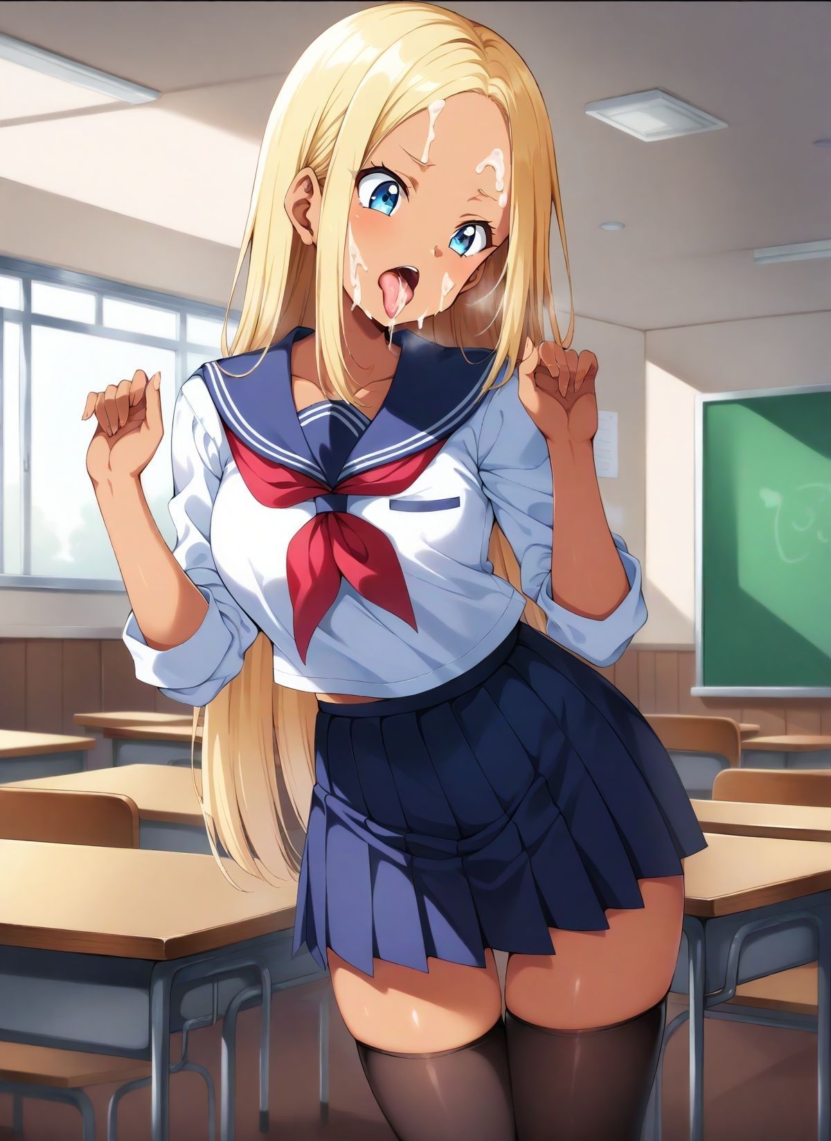 サンプル画像5:制服黒ギャルの完全主観(AI美人大図鑑) [d_406007]