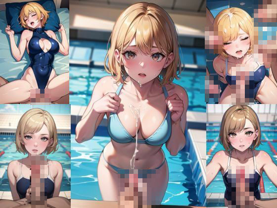 サンプル画像2:手でされるの気持ちいい？スク水女子校生の手コキが気持ち良かったのでみんなでぶっかけてS〇Xしました(性癖の館) [d_406193]