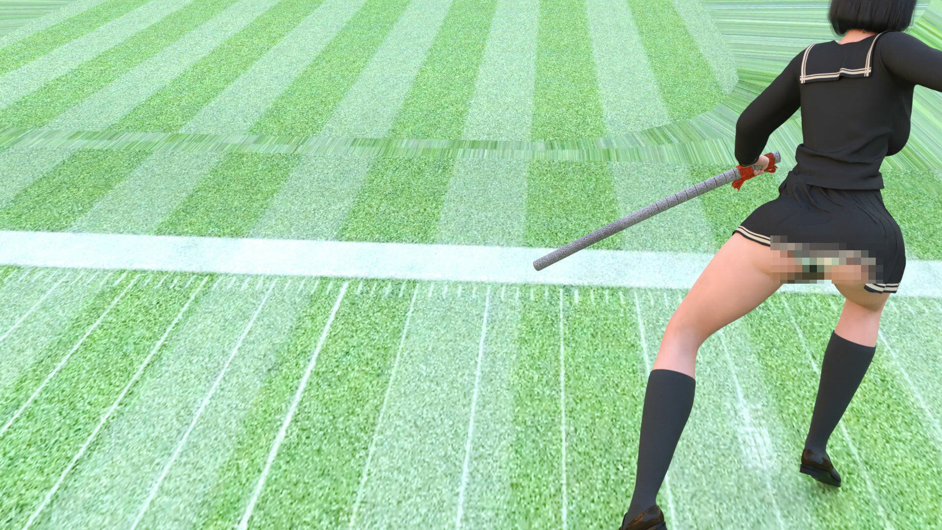 サンプル画像1:万能格闘美女「霧島愛唯（きりしまめい）」日本刀演舞パンチラ（PV01:白サテン地ハート柄パンティ）(Ozone_Layer) [d_406304]