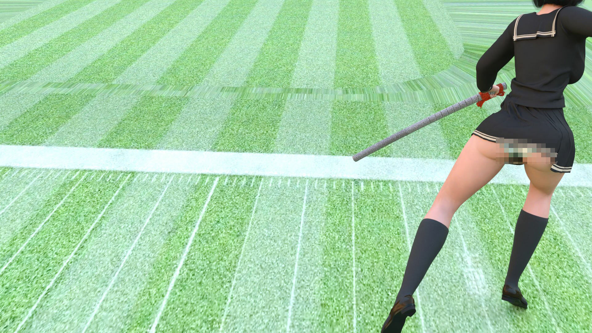 サンプル画像2:万能格闘美女「霧島愛唯（きりしまめい）」日本刀演舞パンチラ（PV01:白サテン地ハート柄パンティ）(Ozone_Layer) [d_406304]