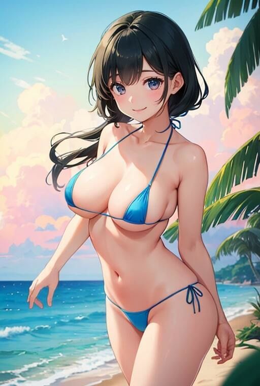 サンプル画像2:乳首が見えそうなマイクロビキニの人妻たち(AIバブみ) [d_406361]