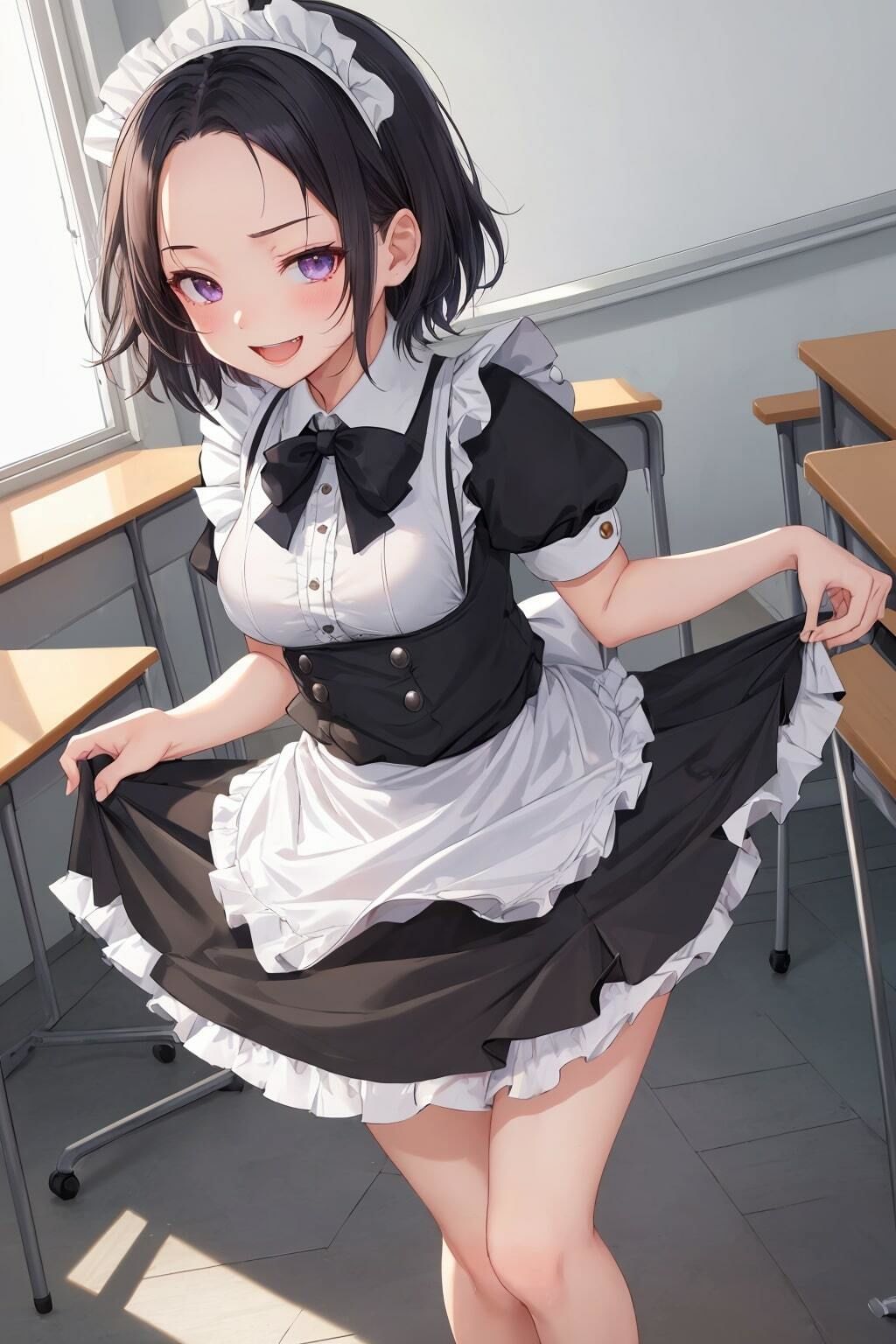 サンプル画像1:教室でメイドコスプレ！もちろんその後は…！！(森の裏道) [d_406708]