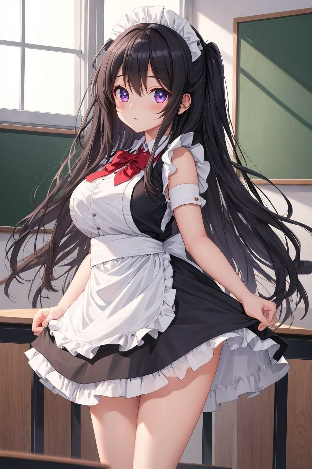 サンプル画像5:教室でメイドコスプレ！もちろんその後は…！！(森の裏道) [d_406708]