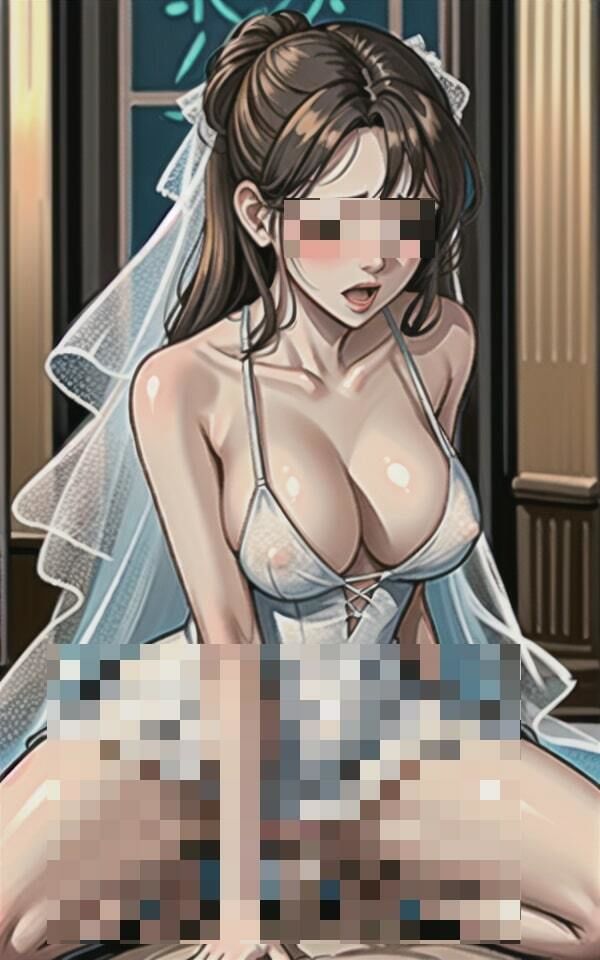 サンプル画像1:「結婚したら毎日朝晩もっと激しく犯してください・・！！！」と本音をぶちまけて誓った花嫁。すると旦那は結婚式で●すという非常事態が発生！！！！結局バックぶち込まれてメスイキしてしまうのであった・・・www(苺くらぶ) [d_407118]