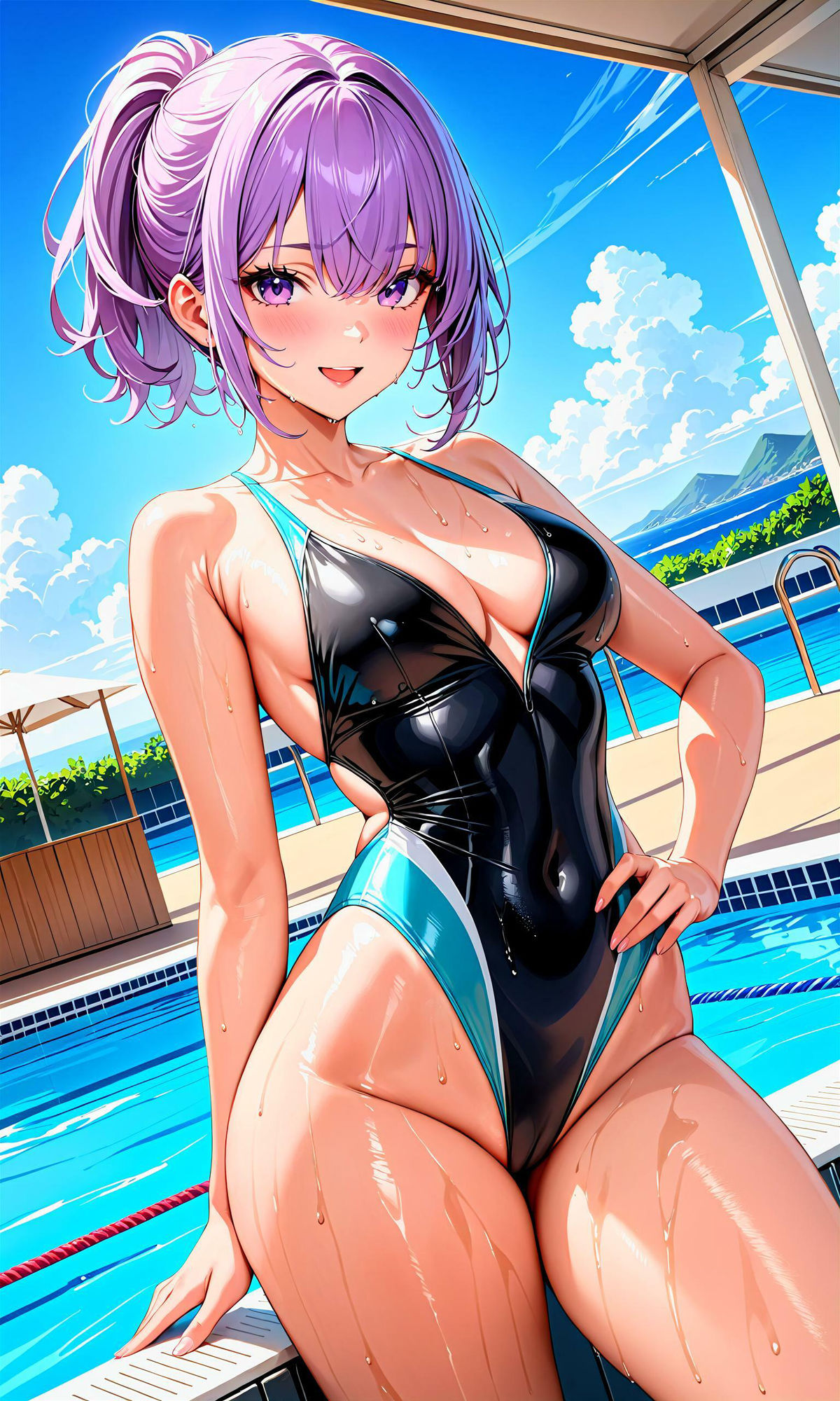 サンプル画像2:エチエチ水泳部-水泳部エースの水しぶきで濡れ濡れプールサイド！-(BETA) [d_407272]