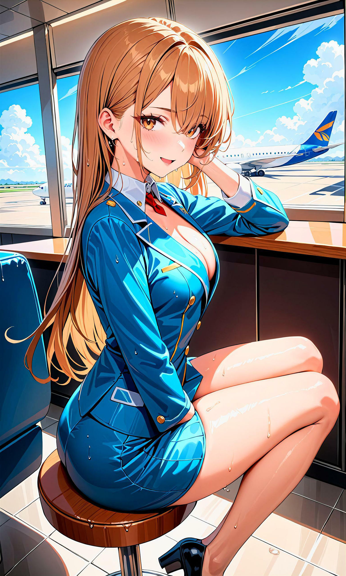 サンプル画像1:エチエチスチュワーデスさん-フライト中に急接近！そんなに近いと緊急着陸不可なんだがw-(BETA) [d_407313]