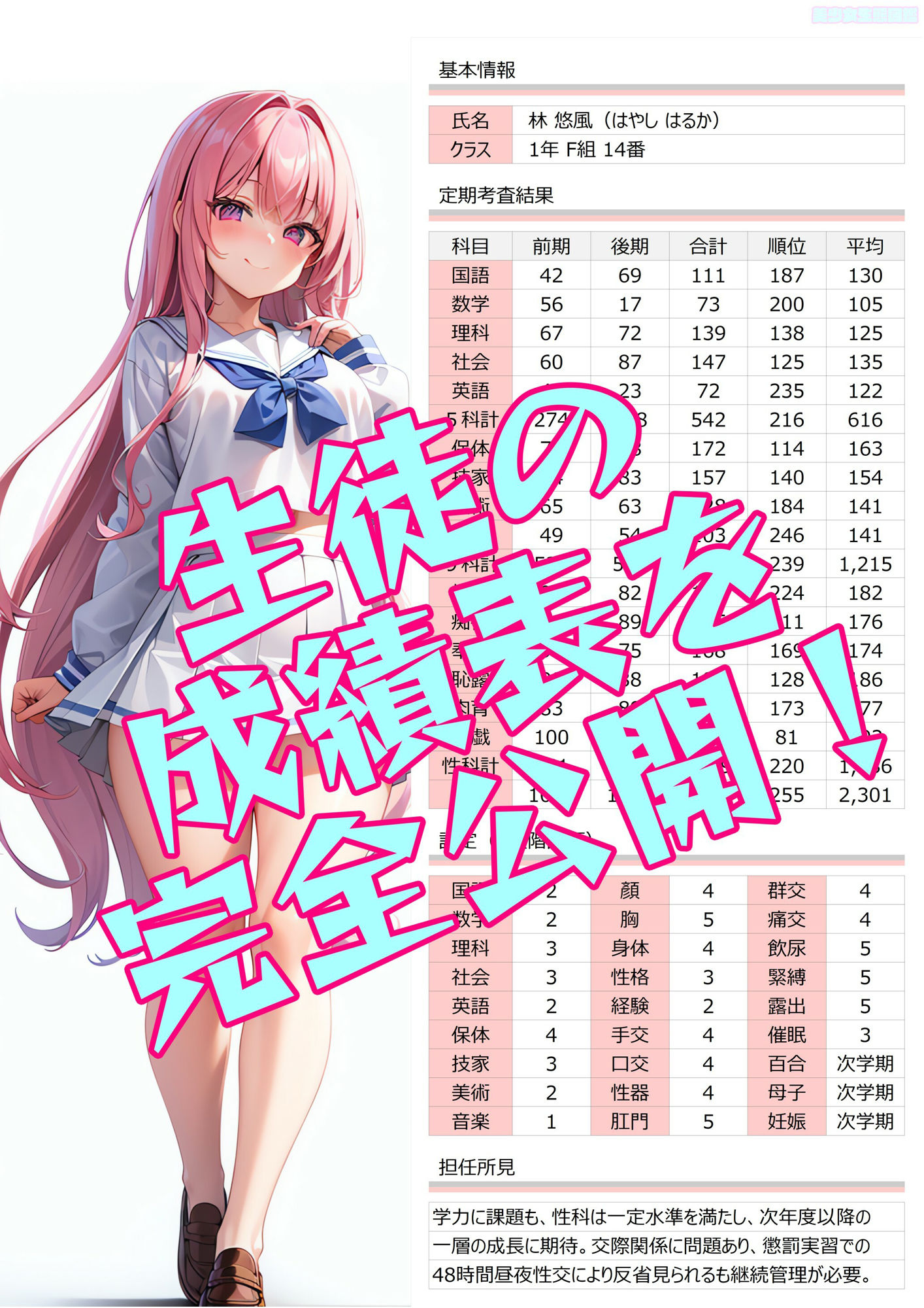 サンプル画像2:女子校生性育図鑑〜個人情報、彼氏、性歴性癖、バイト先、 通知表から一週間の下着まで全部流出♪【管理の行き届き過ぎた私立校 SpecialEdition】(みなみの島) [d_407389]