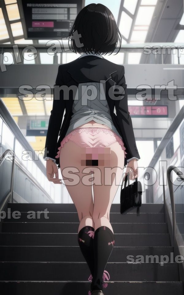 サンプル画像6:階段盗撮特集！毎朝通勤するJKのパンツを盗撮してみた・・・(突撃汁男) [d_407562]